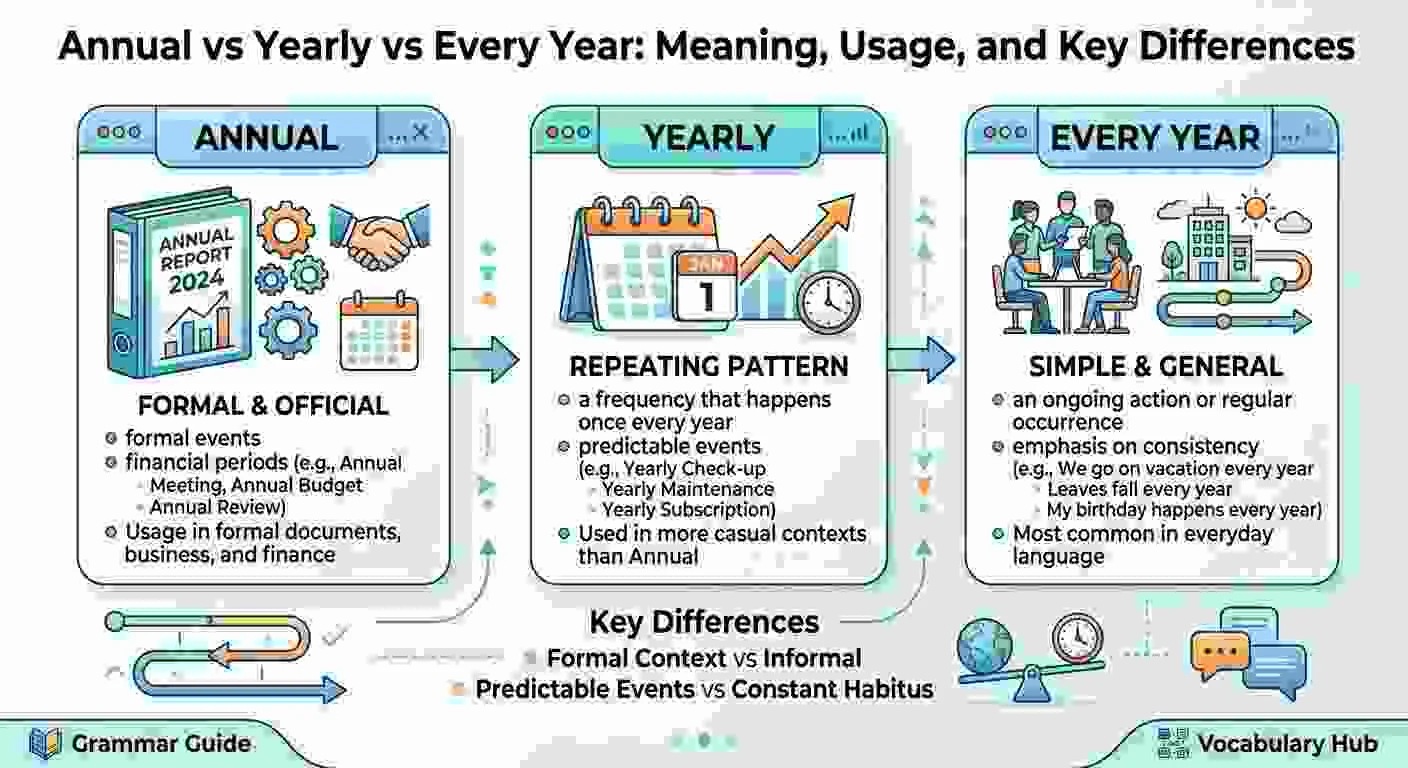 Annual vs Yearly vs Every Year Meaning, Usage, and Key Differences