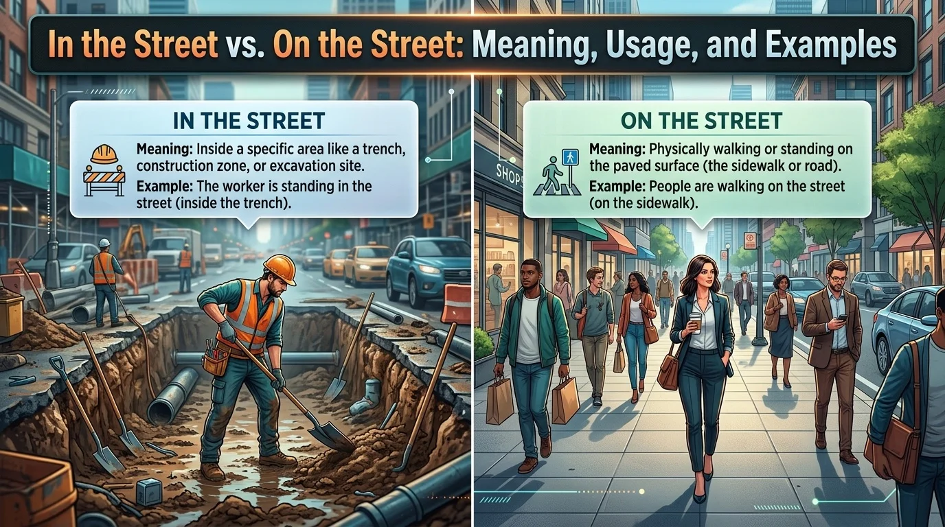 In the Street vs. On the Street Meaning, Usage, and Examples