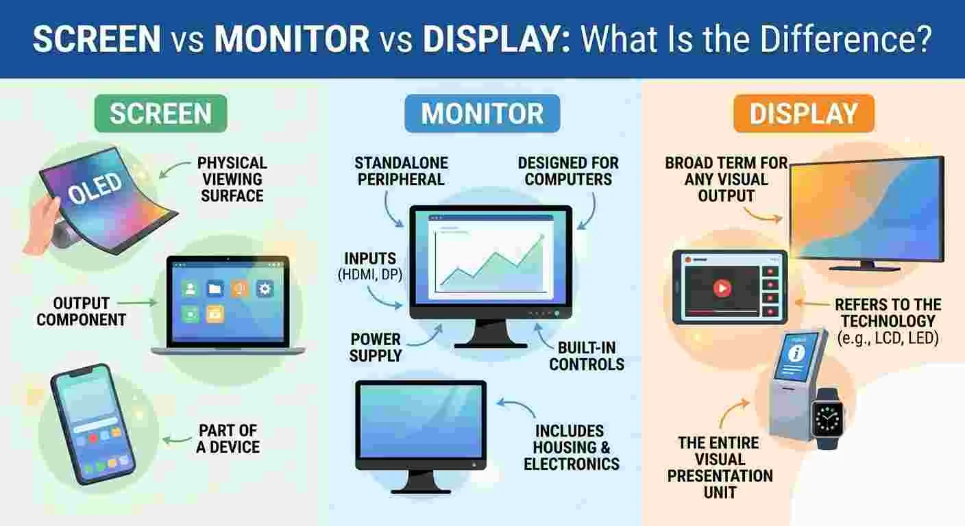 Screen vs Monitor vs Display What Is the Difference